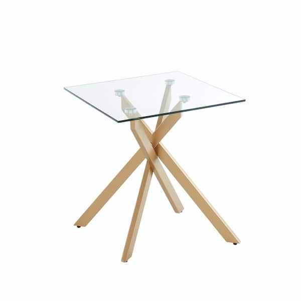 Edwin's Choice 20 in. Square End Table With Glass Top in Gold
