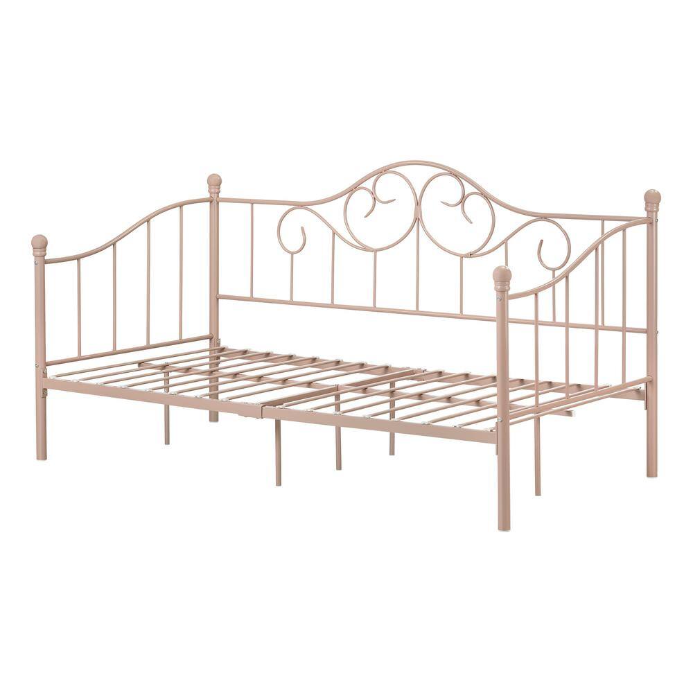 Twin Pink Metal Princess Daybed with Slats