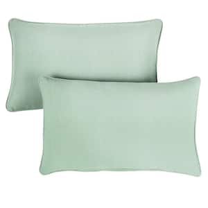 Sunbrella Canvas Spa Green Rectangular Outdoor Corded Lumbar Pillows (2-Pack)
