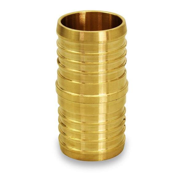 The Plumber's Choice 3/8 in. Brass PEX x PEX Straight Coupling Barb Pipe Fitting (10-Pack)