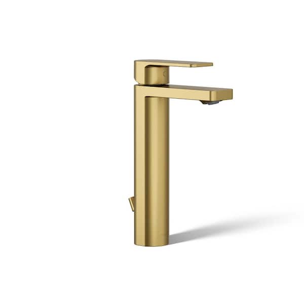 KOHLER Parallel Tall Single-Handle Single-Hole 1.2 GPM Bathroom Faucet in Vibrant Brushed Moderne Brass