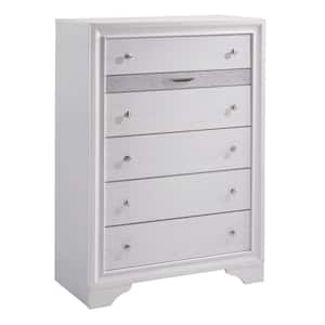 Chrissy White Contemporary Style Chest of Drawer Nightstand 34.25 in. L x 16.63 in. W x 51.38 in. H