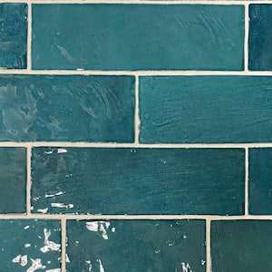 Green 2.58 in. x 8 in. Polished Ceramic Subway Tile (50 Cases/269 sq. ft./Pallet)