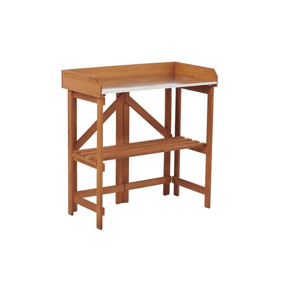 Folding Outdoor Potting Bench, Wood Garden WorkBench Station for Planting H