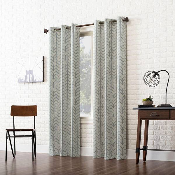 Grey Chevron Window Curtains