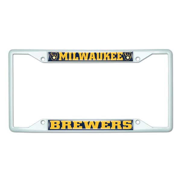 FANMATS Universal Fit MLB - Milwaukee Brewers License Plate Frame - White