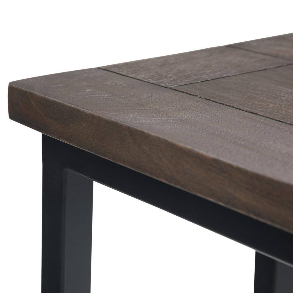 Walnut Brown Mango Wood and Black Metal C-Shaped End Table