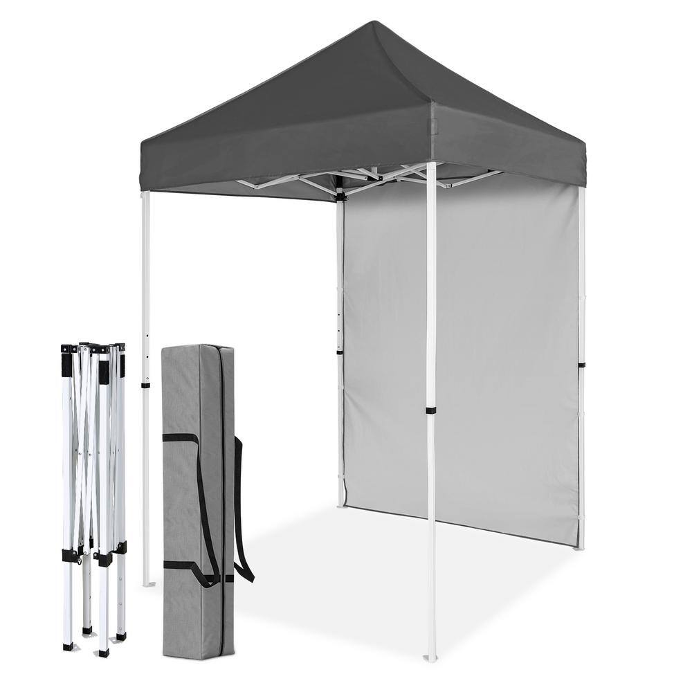 Gray and White Adjustable Steel Pop-Up Canopy Tent with Sunwall