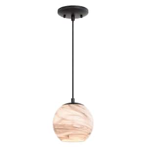 Milano 1-Light Matte Black Pendant Light LED Compatible Transitional Mini Pendant Ceiling Fixture Multi-Color Art Glass