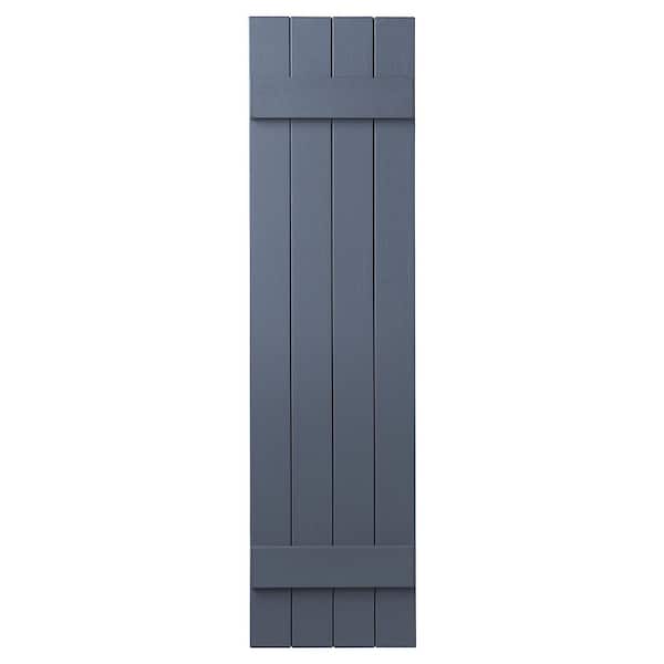 Ply Gem 15 in. x 51 in. Polypropylene 4-Board Closed Board and Batten Shutters Pair in Blue