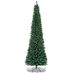 7 ft. Green PVC Unlit Pencil Hinged Artificial Christmas Tree with Metal Stand