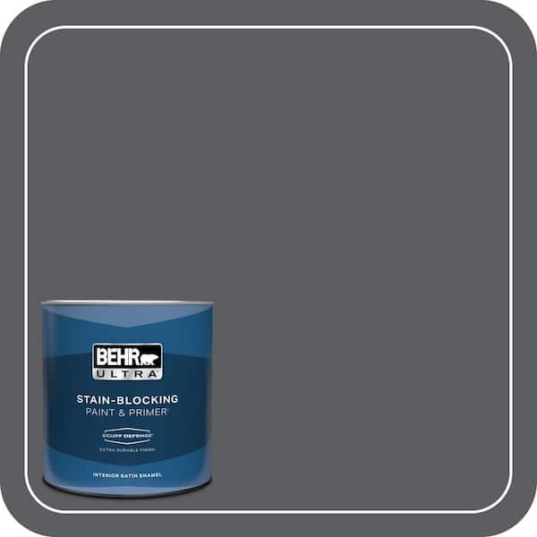 BEHR ULTRA 1 qt. #N500-6 Graphic Charcoal Extra Durable Satin Enamel Interior Paint & Primer