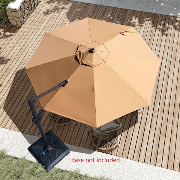 Pellebant 10 ft. Round Aluminum Heavy-Duty 360° Rotation Adjustable Tilt Cantilever Patio Umbrella in Tan