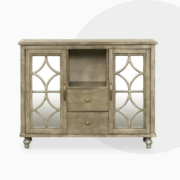 Utopia 4niture Camilo Antique Dark Gray 48 in. Rectangle Wood Console Table with Drawers