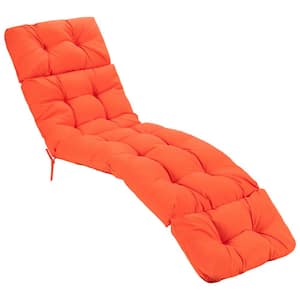73 in. L x 22 in. W 1-Piece Outdoor Chaise Lounge Cushion with String Ties in Orange
