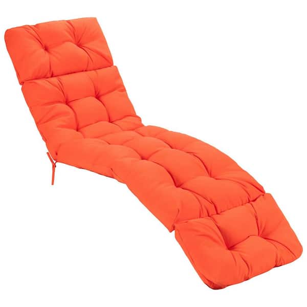 WELLFOR 73 in. L x 22 in. W 1-Piece Outdoor Chaise Lounge Cushion with String Ties in Orange