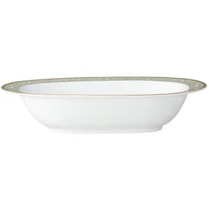 Infinity Green Gold 10.5 in., 24 fl. oz. (Green) Bone China Oval Serving Bowl