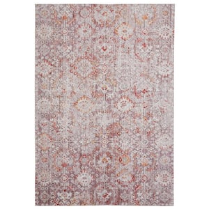 Pink Ivory and Gray 2 ft. x 3 ft. Abstract Area Rug