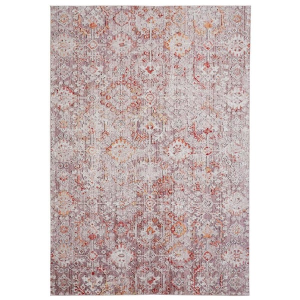 HomeRoots Pink Ivory and Gray 2 ft. x 3 ft. Abstract Area Rug