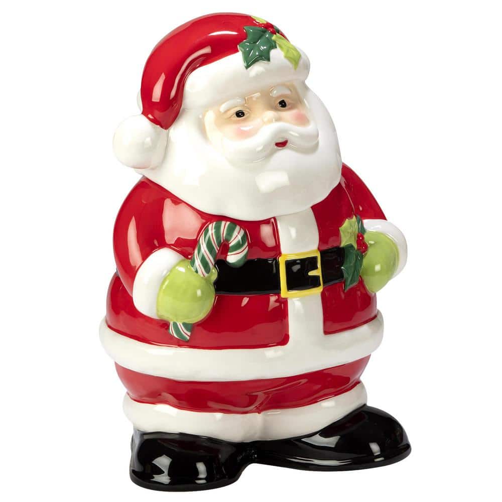 Certified International Holiday Magic Santa 7 in. Earthenware 3-D Cookie  Jar 37306 - The Home Depot