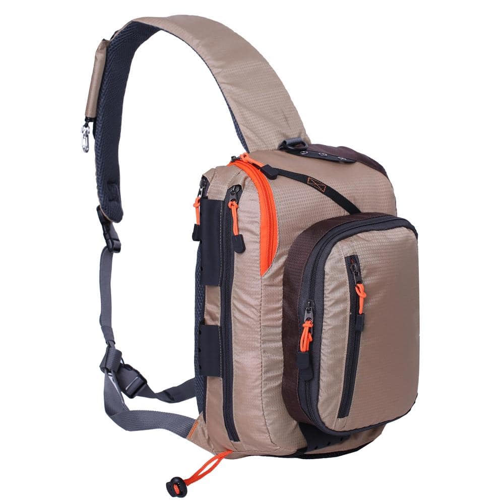 Fly Fishing Sling Packs Fishing Tackle Storage Shoulder Bag-Khaki