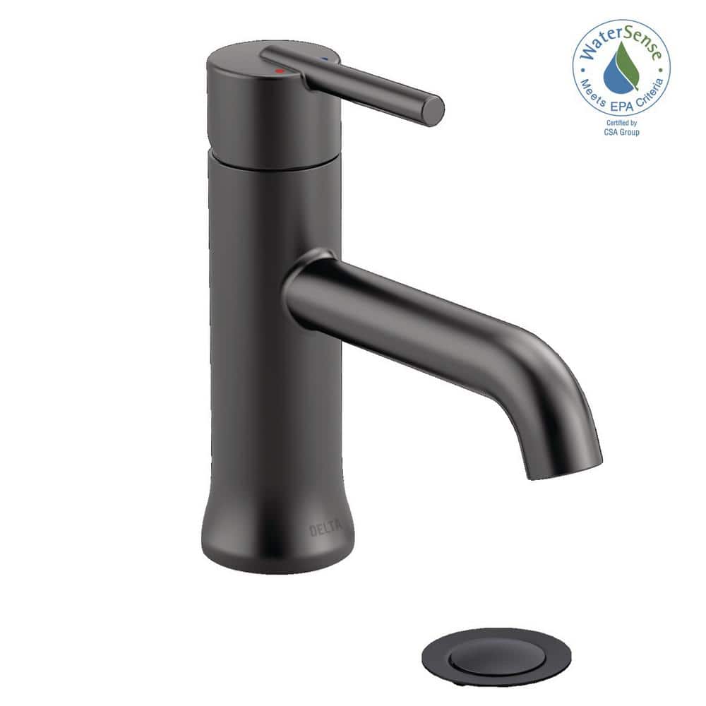 Sleek Matte Black Trinsic Single Handle Bathroom Faucet