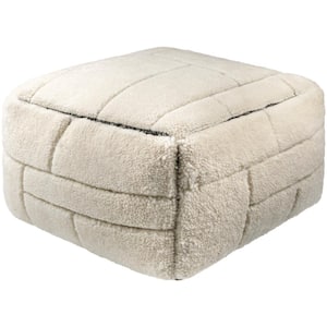 Bobby Off-white/Pearl/Ash Modern Cotton 24 in. L x 24 in. W x 14 in. H Pouf