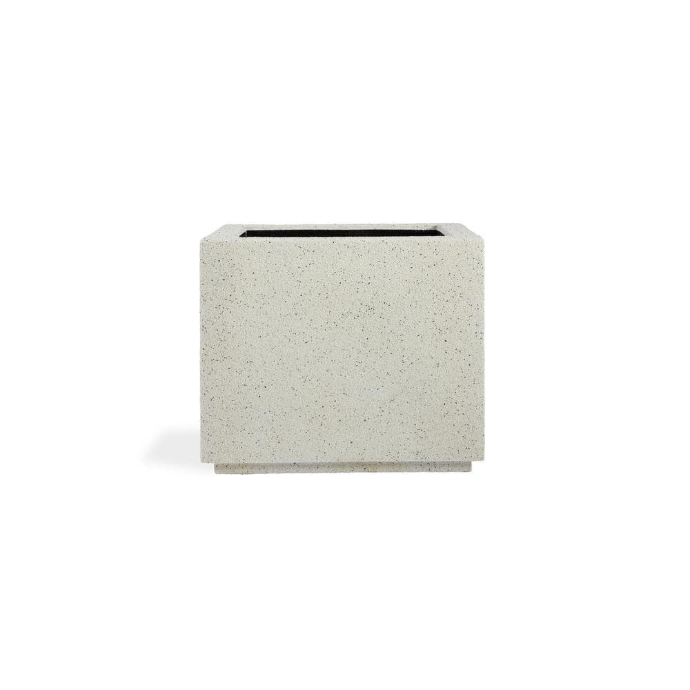Extra Large White Granite Square Outdoor Planter with Drainage Holes