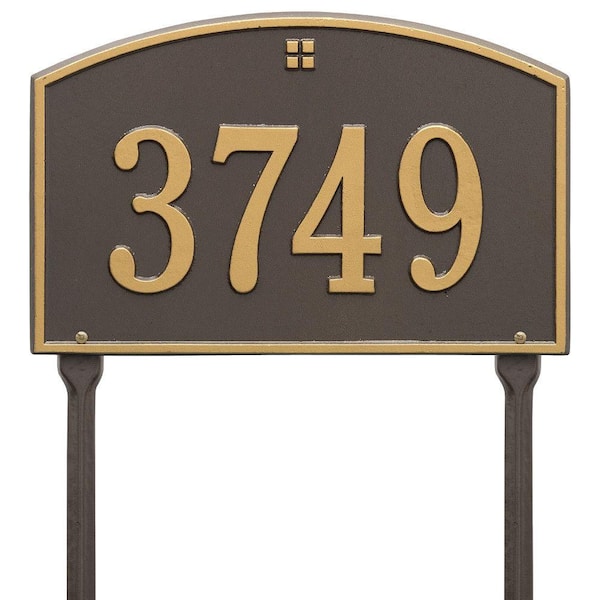 Whitehall Products Cape Charles Standard Rectangular Bronze/Gold Lawn 1-Line Address Plaque