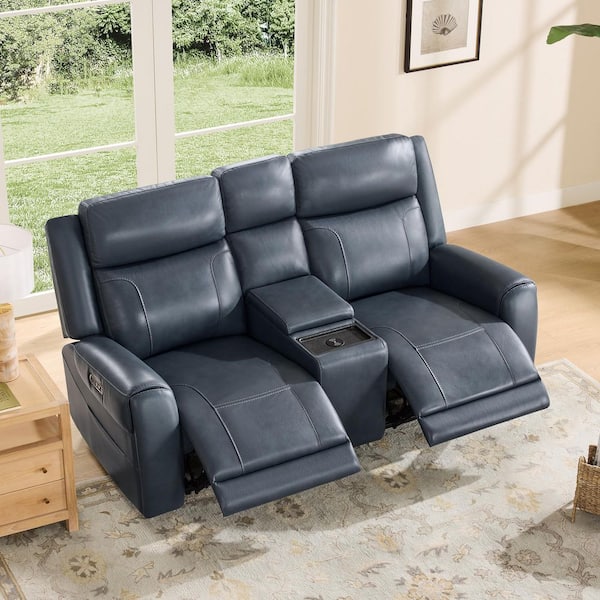 Spruce & Spring Carter 74.02 in. Dual Motors Wall Hugger Leather
