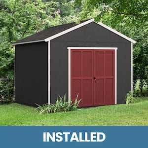 Professionally Installed Rookwood 10 ft. x 14 ft. Outdoor Wood Storage Shed with Autmun Brown Shingles (140 sq. ft.)