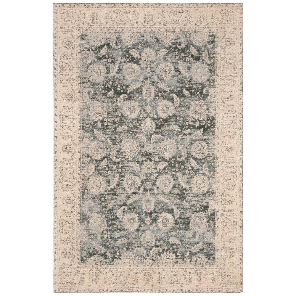 Gray and Cream Rectangular Flat Woven 4' x 6' Area Rug
