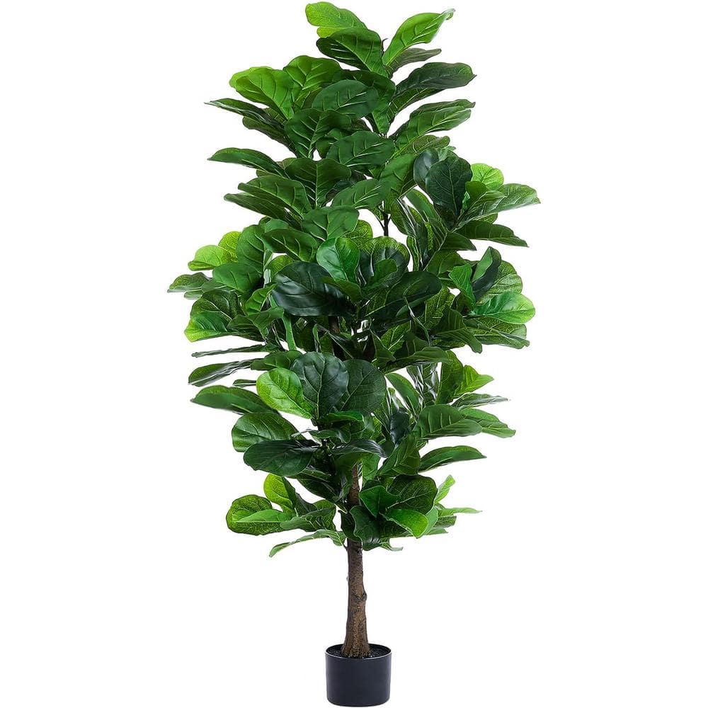 6 ft. Green Artificial Fiddle Leaf Tree in Plastic Pot