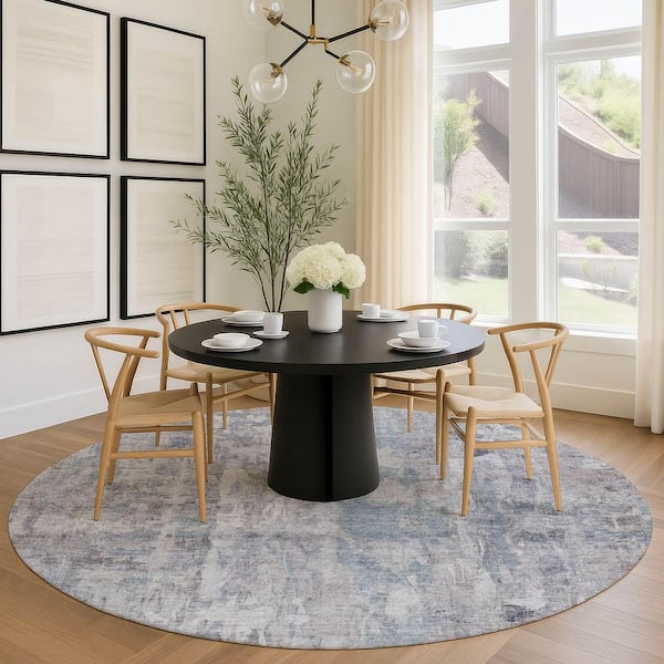 Chantille Machine Washable Indoor/Outdoor Abstract ACN2310 Taupe 8 ft. x 8 ft. Round Rug