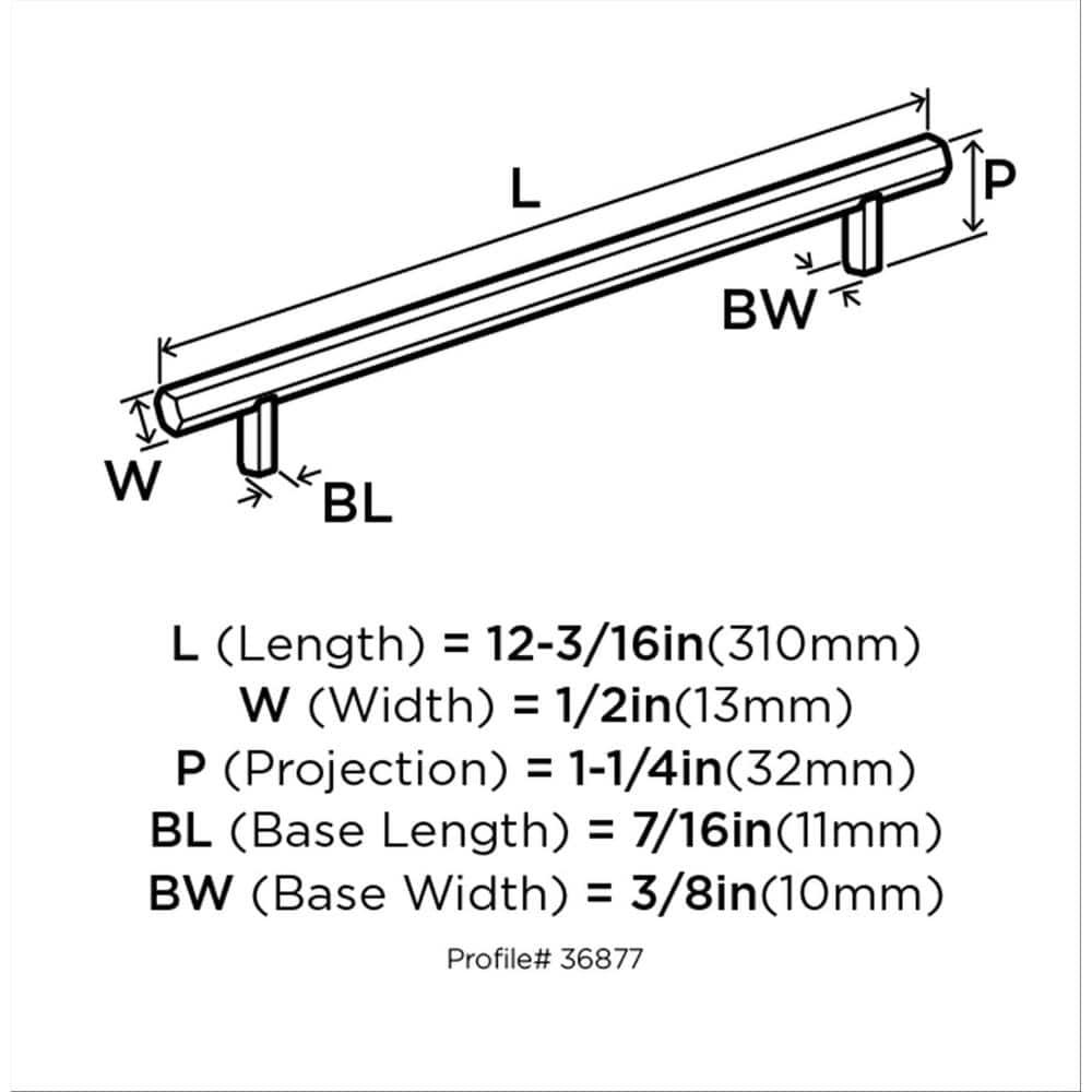 12-Inch Brushed Nickel Modern Cabinet Bar Pull