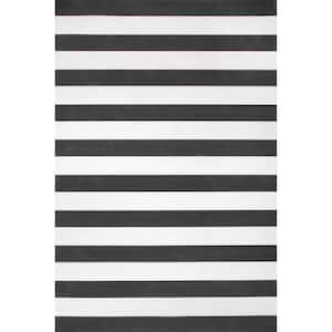 Christa Striped Black 8 ft. x 10 ft. Indoor/Outdoor Area Rug