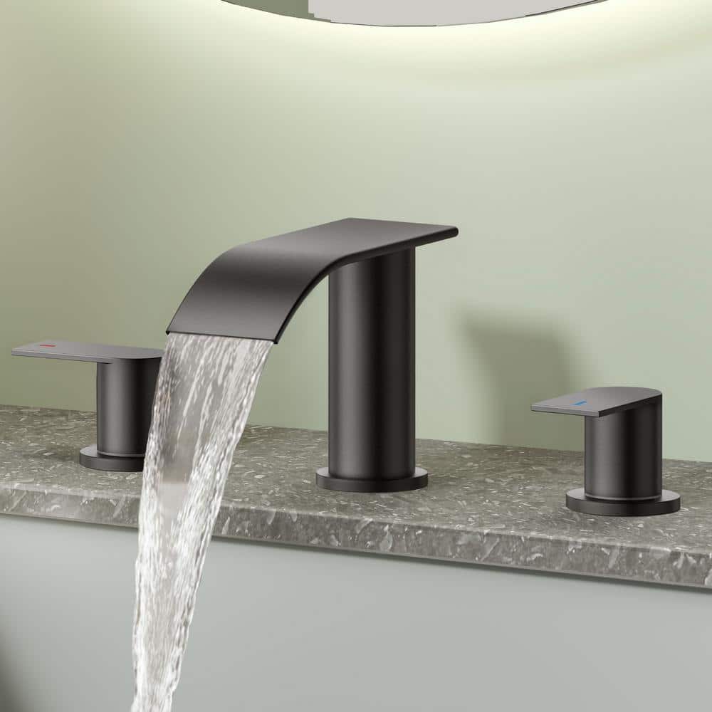 Matte Black Stainless Steel 8-Inch Widespread Bathroom Faucet