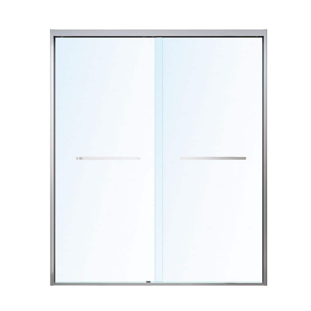 56-60 in. W x 72 in. H Double Sliding Framed Shower Door in Brushed Nickel Finish with Clear Tempered Glass price history on PriceWatchPro
