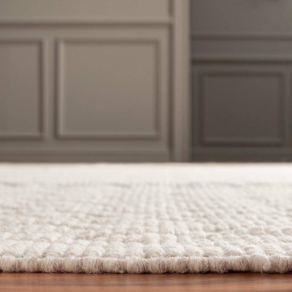 Ivory Geometric Tufted Wool Runner Rug 2'3" x 8'