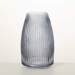 Influence Collection 8" Ribbed Gray Glass Vase