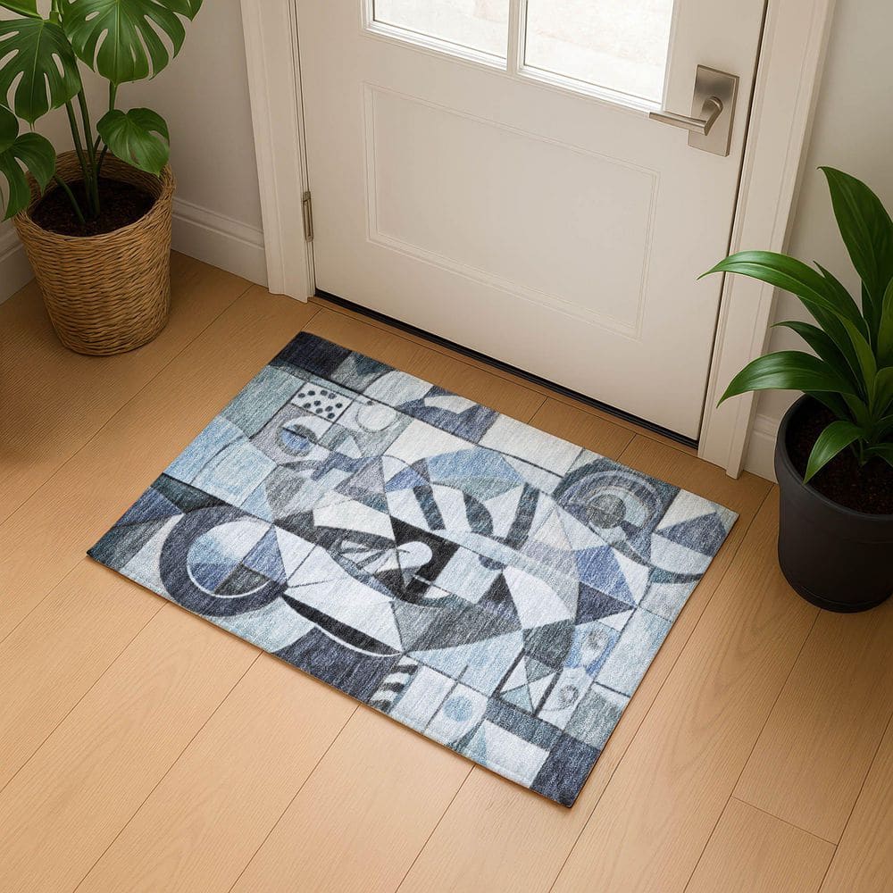 Mayfield Premium Machine Washable Abstract AMF1758 Denim 2 ft. x 3 ft. Area Rug price history on PriceWatchPro