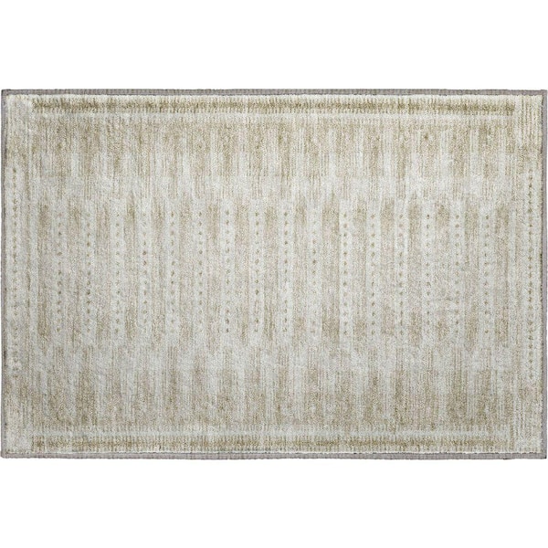 Mayfield Premium Machine Washable Abstract AMF1917 Khaki 2 ft. x 3 ft. Accent Rug