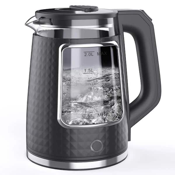 Tidoin 8-Cup Black Stainless Steel Corded Electric Kettle with Auto Shut-Off and Boil-Dry Protection