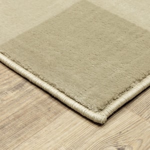 Beige and Ivory Geometric 2 ft. x 8 ft. Power Loom Stain Resistant Runner Rug