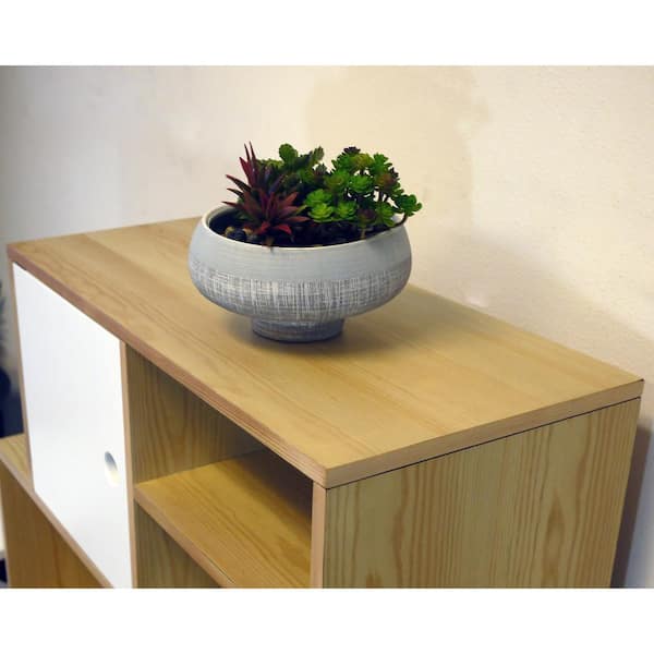 ADMIRED BY NATURE - Grey blue two toned ceramic bowl Plant Pots, Planters for Succulent and Little Snake Plants, ABN5E147S-GY