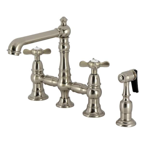 Essex 2-Handle Bridge Kitchen Faucet in Brushed Nickel