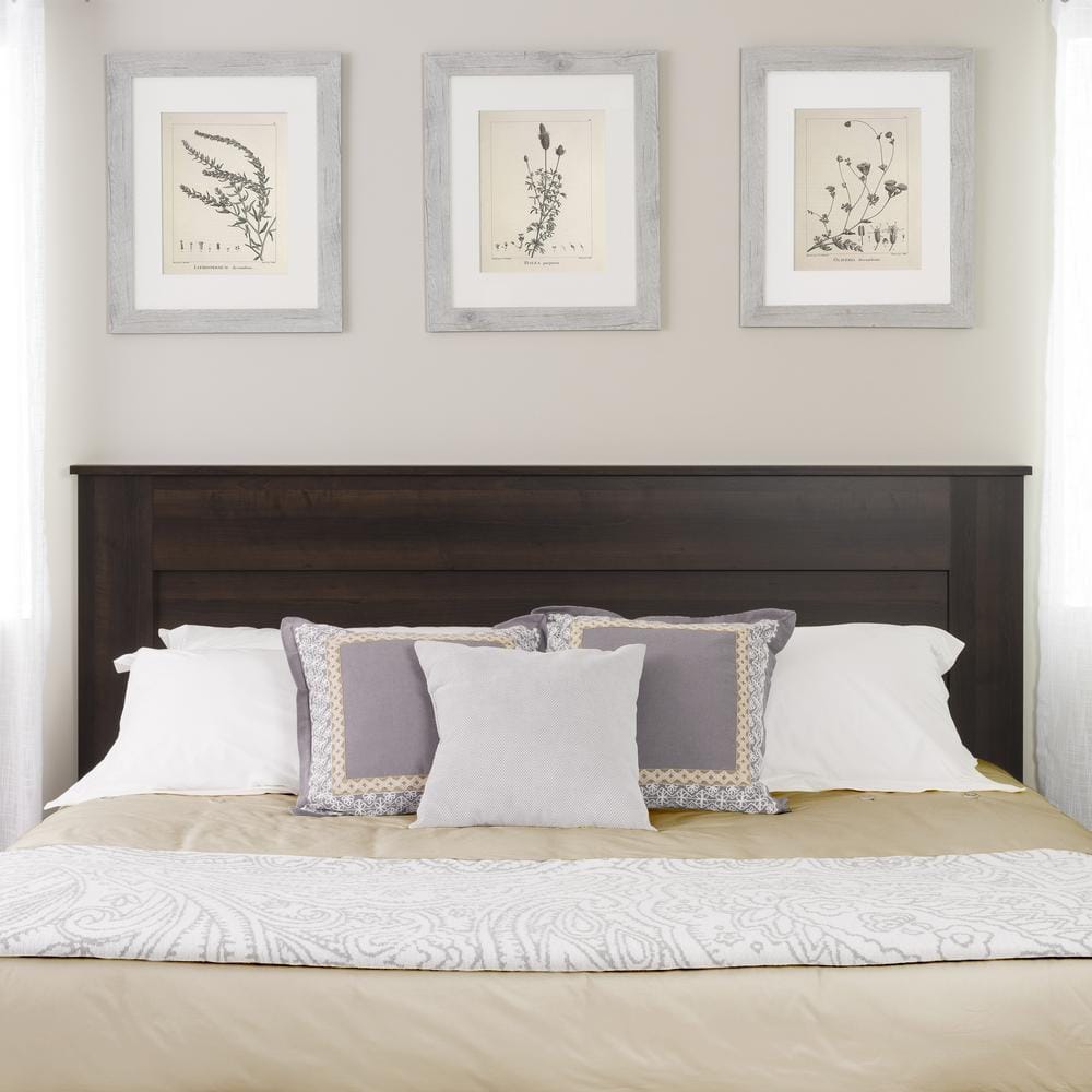 Espresso King Size Wooden Flat Panel Headboard
