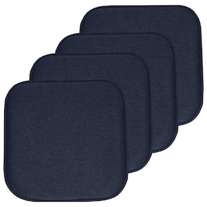 Charlotte Jacquard Square Memory Foam 16 in.x16 in. Non-Slip Back, Chair Cushion (4-Pack), Navy