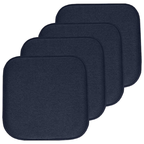Sweet Home Collection Charlotte Jacquard Square Memory Foam 16 in.x16 in. Non-Slip Back, Chair Cushion (4-Pack), Navy