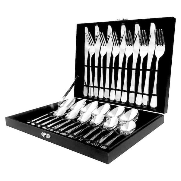 24-Piece Silverware Set Service for 6, Durable Stainless Steel Flatware Cutlery Utensil, Silver FL20241CH
